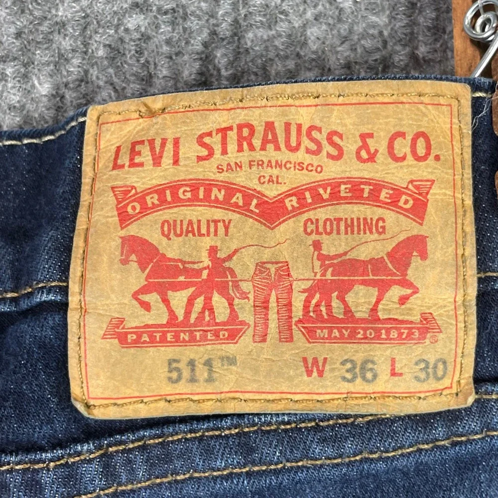 Levi's 511 Slim Fit Jeans Mens 36x27 Dark Wash Blue Denim Stretch Casual Pant